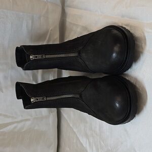 Cobb Hill Winter Center Zip Boots Nubuck Black Womens Size 9.5